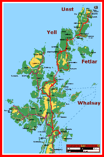   Click here for a large separate map  of the complete Unst and Yell tour route