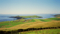   St Ninian's Isle and tombolo, viewed from Mossy Hill on the South Mainland.